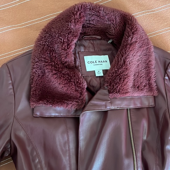 Perfect condition faux leather maroon jacket - Picture 2 of 8